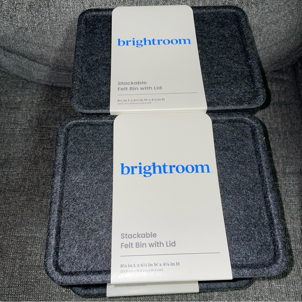 Brightroom Stackable Felt Bin with Lid - Dark Gray (2 pack)
